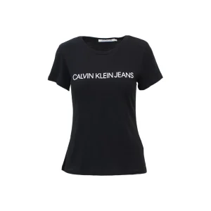 Calvin Klein Jeans T-Shirt Donna Nero Stampa Maniche Corte Scollo Tondo Cotone 100% J20J207879