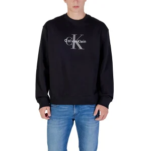 Calvin Klein Jeans Felpa Uomo Nera con Stampa Maniche Lunghe Scollo Tondo in Cotone 100% Autunno/Inverno LV04RD242G