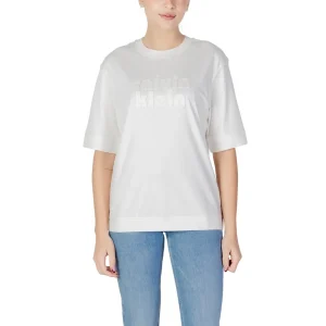 Calvin Klein Jeans T-Shirt Donna Bianco Manica Corta Scollo Tondo Cotone 100% Autunno Inverno LV047C208G