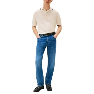 Tommy Hilfiger Polo Uomo Bianco Maniche Corte Scollo Tondo Colletto Classico Lino 28% Lyocell 72% Autunno Inverno MW0MW40539