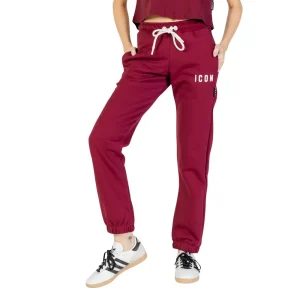 Pantaloni Sportivi Donna Icon Bordeaux Stampa Cotone - Stile Casual