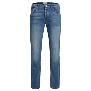 Jack & Jones Jeans Uomo Blu Zip Bottone Tasche Anteriori Posteriori Effetto Consumato Cotone 98% Elastan 2% Autunno Inverno 12146866