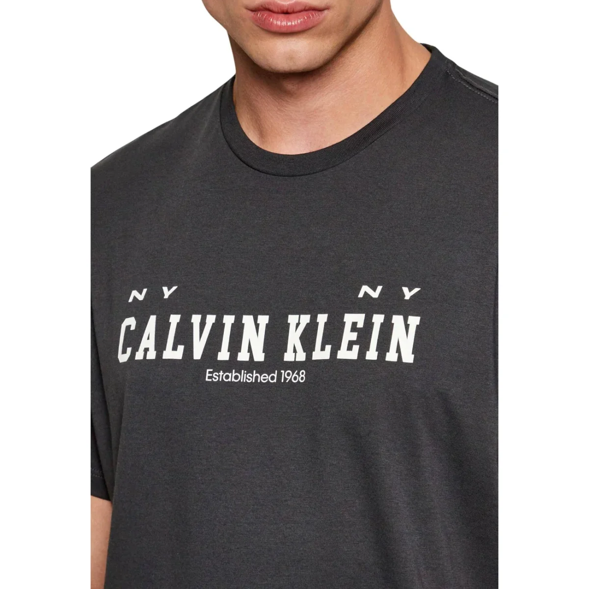 Calvin Klein Jeans T-Shirt Uomo Nero Stampa Maniche Corte Scollo Tondo Cotone 100% Primavera Estate LV14RE817G - immagine 4