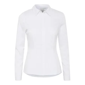 Ichi Camicia Donna Bianco Manica Lunga Bottoni Colletto Classico 68% Cotone 28% Poliammide 4% Elastan Autunno/Inverno 102533