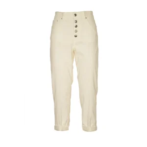Dondup Pantaloni Donna Bianco Bottoni Tasche Anteriori e Posteriori 66% Cotone 32% Lyocell 2% Elastan Autunno/Inverno V_32166