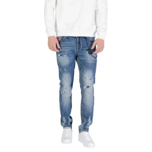 Icon Jeans Uomo Blu Effetto Consumato in Cotone 99% Elastan 1% con Zip e Bottone Tasche Anteriori e Posteriori ICUF2W6D018