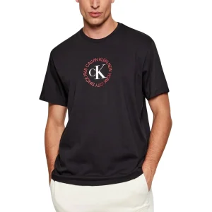 Calvin Klein Jeans T-Shirt Uomo Nero Stampa Maniche Corte Scollo Tondo Cotone 100% Primavera Estate LV14RE816G