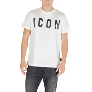 Icon T-Shirt Uomo Bianca Stampa Manica Corta Scollo Tondo 100% Cotone Primavera/Estate ICUF2W6T001