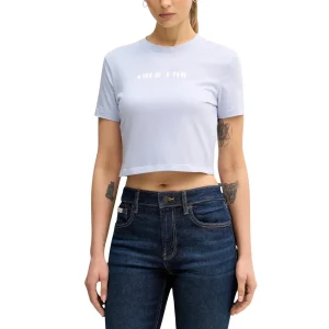 Calvin Klein Jeans T-Shirt Donna Lilla Stampa Maniche Corte Scollo Tondo Cotone 100% Primavera Estate LV047E823G
