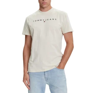 Tommy Hilfiger Jeans T-Shirt LINEAR LOGO TEE maniche corte Uomo WH7_15736002507_BEIGE_CHIARO