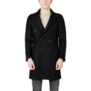 Mulish Cappotto Uomo Nero Bottoni Maniche Lunghe Scollo a V Bavero Tasche Laterali Lana 40% Poliestere 60% Autunno Inverno ALEXANDER