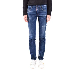 Dsquared2 Jeans Uomo Blu Effetto Strappato e Consumato in Cotone 98% Elastan 2% con Zip e Bottone Tasche Anteriori e Posteriori V_29235