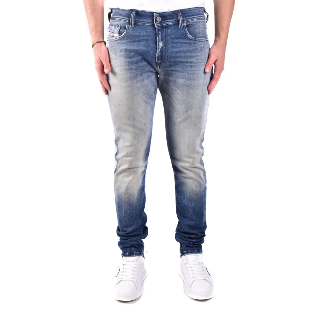 Diesel Jeans Uomo Blu Effetto Consumato in Cotone 100% con Zip e Bottone Tasche Anteriori e Posteriori Autunno/Inverno V_29504