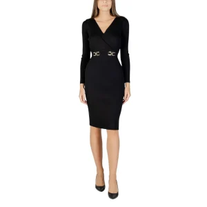Morgan De Toi Abito Midi Donna Nero con Maniche Lunghe Scollo a V Profondo in Viscosa 51% Poliammide 49% 222-RMBIZ