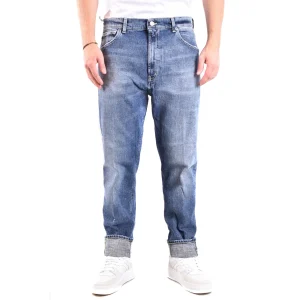 Dondup Jeans Uomo Blu Effetto Consumato in Cotone 99% Elastan 1% con Zip e Bottone Tasche Anteriori e Posteriori Autunno/Inverno V_30147