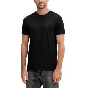 Calvin Klein T-Shirt Uomo Nero Maniche Corte Scollo Tondo Cotone 95% Elastan 5% Primavera Estate LV04LC240G