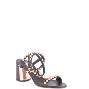 Ninalilou Sandali Donna Nero Fibbia Tacco Largo Punta Aperta 100% Pelle Primavera/Estate B_35021