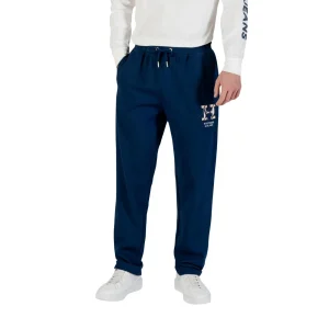 Tommy Hilfiger Pantaloni Sportivi Uomo Blu Tasche Anteriori Cotone 82% Poliestere 18% Autunno Inverno MW0MW39784