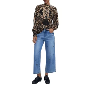 Desigual Minnie Animal Maglia Donna Marrone in 63% Acrilico 33% Poliammide 4% Elastan a Manica Lunga Scollo Tondo 25WWJF43