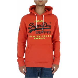 Superdry Felpa Uomo Arancione con Cappuccio Stampa Maniche Lunghe Tasche Anteriori in Cotone 84% Poliestere 16% Autunno/Inverno M2013126A