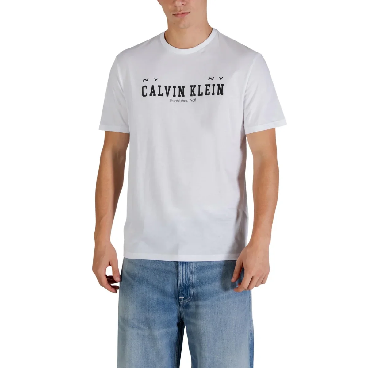 Calvin Klein Jeans T-Shirt Uomo Nero Stampa Maniche Corte Scollo Tondo Cotone 100% Primavera Estate LV14RE817G - immagine 5