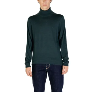 Calvin Klein Maglia Uomo Verde Collo Alto Manica Lunga Lana 100% Autunno Inverno K10K110420
