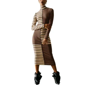 Desigual Abito Lungo in Maglia Donna Fantasia a Righe 26SWVKX5