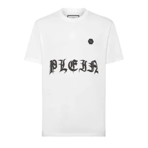 Philipp Plein T-Shirt Uomo Bianca Stampa Manica Corta Scollo Tondo 100% Cotone Primavera/Estate EBO_2073