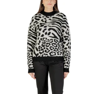 Morgan De Toi Maglia Donna Bianca Leopardata in 75% Poliestere 22% Acrilico 3% Elastan a Manica Lunga Scollo Tondo 252-MFELIXA