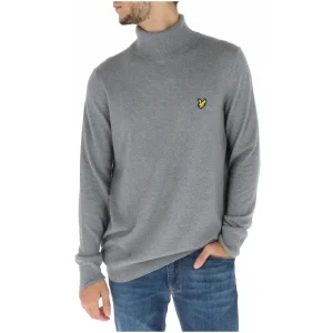 Lyle & Scott Maglia Uomo Grigio Collo Alto Manica Lunga Cotone Lana Merino Autunno Inverno KN2103VC
