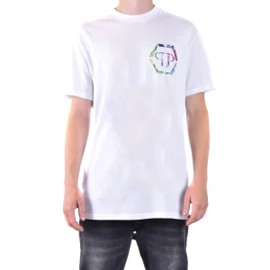 Philipp Plein T-Shirt Uomo Bianca Stampa Manica Corta Scollo Tondo 100% Cotone Primavera/Estate V_28830
