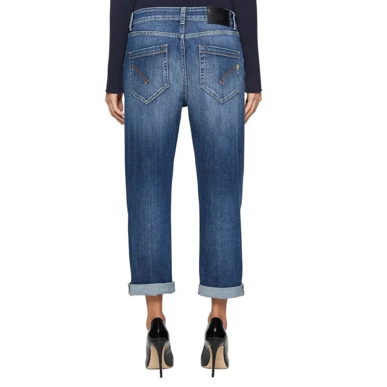 Dondup Jeans Donna Blu con Zip Bottone Tasche Anteriori Posteriori Effetto Consumato in Cotone 99% Elastan 1% Autunno/Inverno B_44740 - immagine 3