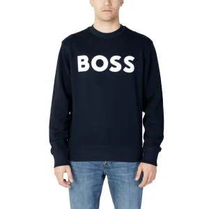 Boss Felpa Uomo Blu con Stampa Maniche Lunghe Scollo Tondo in Cotone 100% Autunno/Inverno 50487133