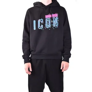 Dsquared2 Felpa Uomo Nera con Cappuccio Stampa Maniche Lunghe in Cotone 100% Autunno/Inverno V_29531