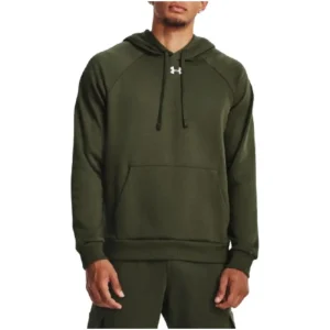 Under Armour Felpa Cappuccio Uomo Verde Maniche Lunghe Tasche Anteriori Cotone 80% Poliestere 20% 1379757