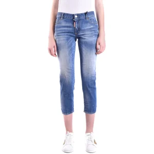 Dsquared2 Jeans Donna Blu con Zip Bottone Tasche Anteriori Posteriori Effetto Consumato in Cotone 98% Elastan 2% Autunno/Inverno V_24670