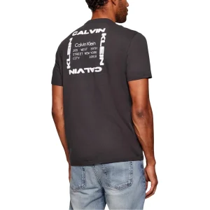 Calvin Klein Jeans T-Shirt Uomo Nero Fantasia Stampa Manica Corta Scollo Tondo Cotone 100% Primavera Estate LV14RE830G