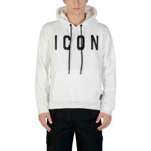 Icon Felpa Uomo Bianca con Cappuccio Maniche Lunghe - Felpa Cotone Poliestere Tasche
