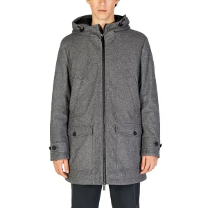 Hamaki-ho Cappotto Uomo Grigio Cerniera Maniche Lunghe Cappuccio Tasche Anteriori Poliestere 100% Autunno Inverno GBI1577H
