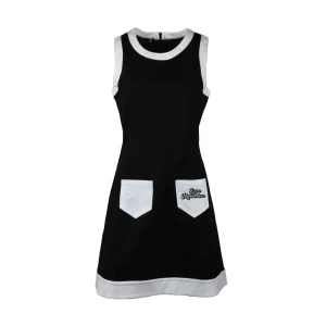 Love Moschino Abito Corto Donna Nero Monocromo con Cerniera Smanicato Scollo Tondo in Cotone 66% Poliammide 34% 1057389