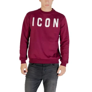 Icon Felpa Uomo Bordeaux con Maniche Lunghe Scollo Tondo in Cotone 65% Poliestere 35% Autunno/Inverno ICUF2W6F001