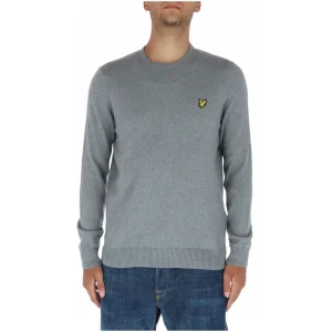 Lyle & Scott Maglia Uomo Grigio Stampa Manica Lunga Cotone Lana Autunno Inverno WH7_22170136_GRIGIO
