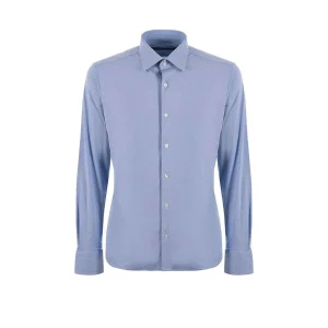 Rrd Camicia Uomo Azzurro Manica Lunga Bottoni 100% Cotone Primavera/Estate V_30964
