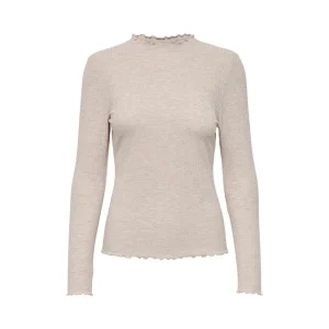 Only Maglia Donna Beige in 65% Poliestere 30% Viscosa 5% Elastan a Manica Lunga con Scollo Tondo WH7_36693127_BEIGE