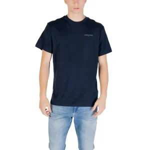 Tommy Hilfiger Jeans T-Shirt Uomo Blu Maniche Corte Scollo Tondo Cotone Organico 100% Autunno Inverno DM0DM21780