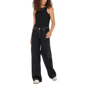 Only Jeans Donna Neri con Zip Bottone Tasche Anteriori Posteriori Laterali - Jeans Cotone Poliestere Elastan