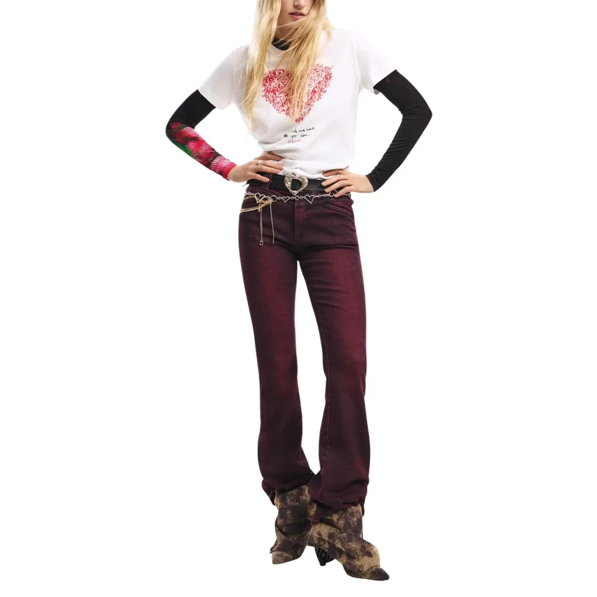 Desigual T-Shirt manica corta con cuore Donna 26SWTK06 - immagine 3