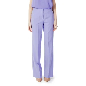 Hanny Deep Pantaloni Donna Lilla Monocromo Zip Bottone 90% Poliestere 10% Lycra Primavera/Estate F876XBCP3423A