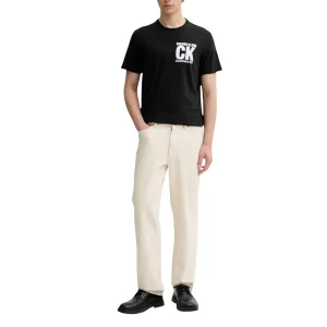 Calvin Klein T-Shirt Uomo Nero Stampa Maniche Corte Scollo Tondo Cotone 100% Primavera Estate LV04RE819G