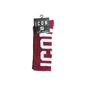 Icon Calze Uomo Bordeaux con Stampa - Calze Cotone Poliestere Poliammide Elastan